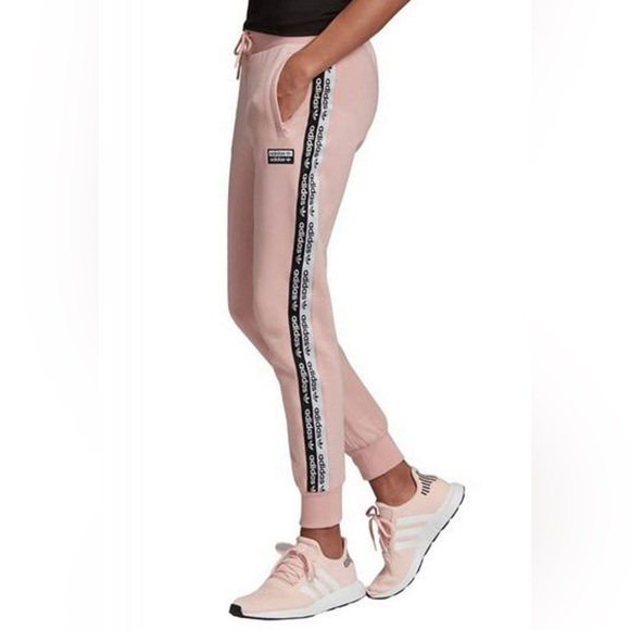 Adidas Light Pink Cuffed Joggers - Picture 2 of 9